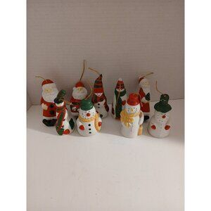 Lot Of Ceramic Christmas Holiday Bells/Ornaments Snowman Santa F2